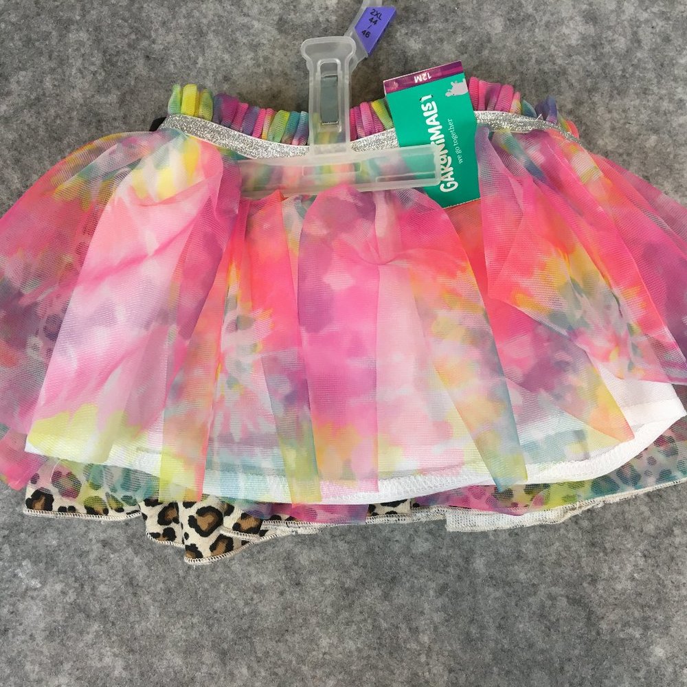 Garanimals Skirt Lot of 2 Baby Girl 12 Month Leopard Tie Dye Tutu Girly Lined